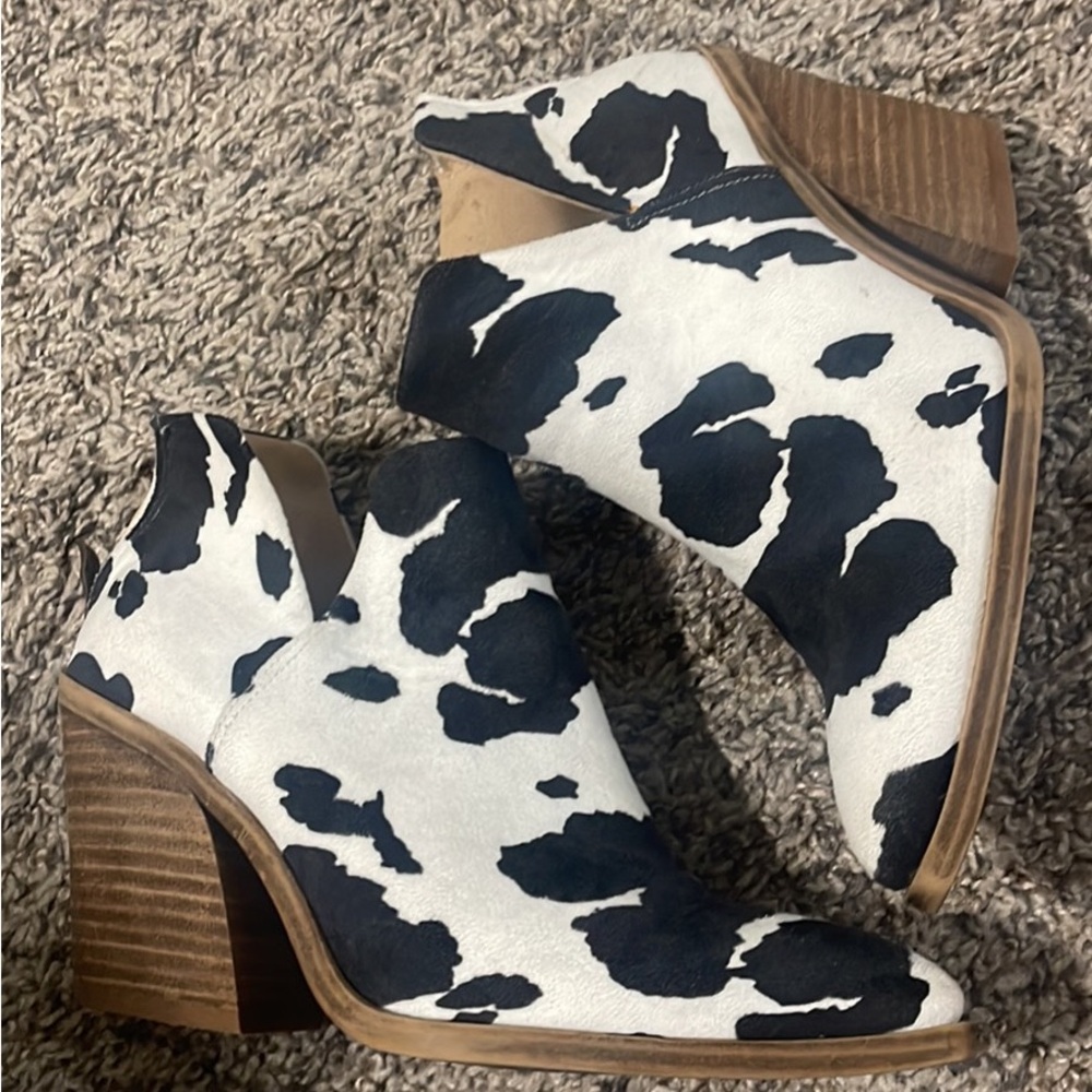 Cow Print Booties